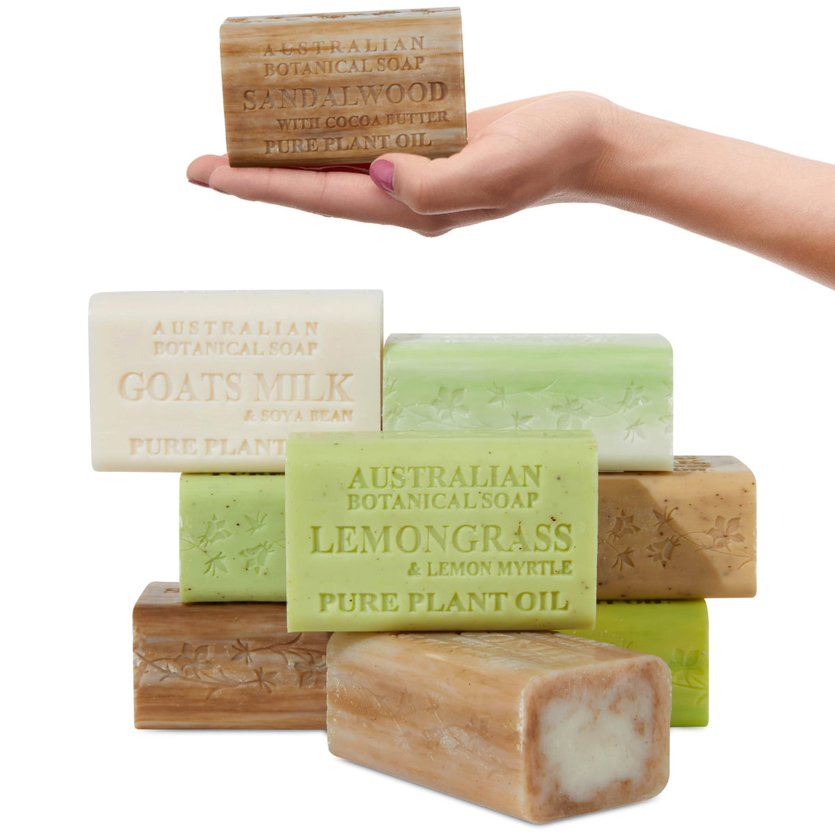 Australian Botanical Goat Milk Soap with goat milk soya bean bar for gentle cleansing.