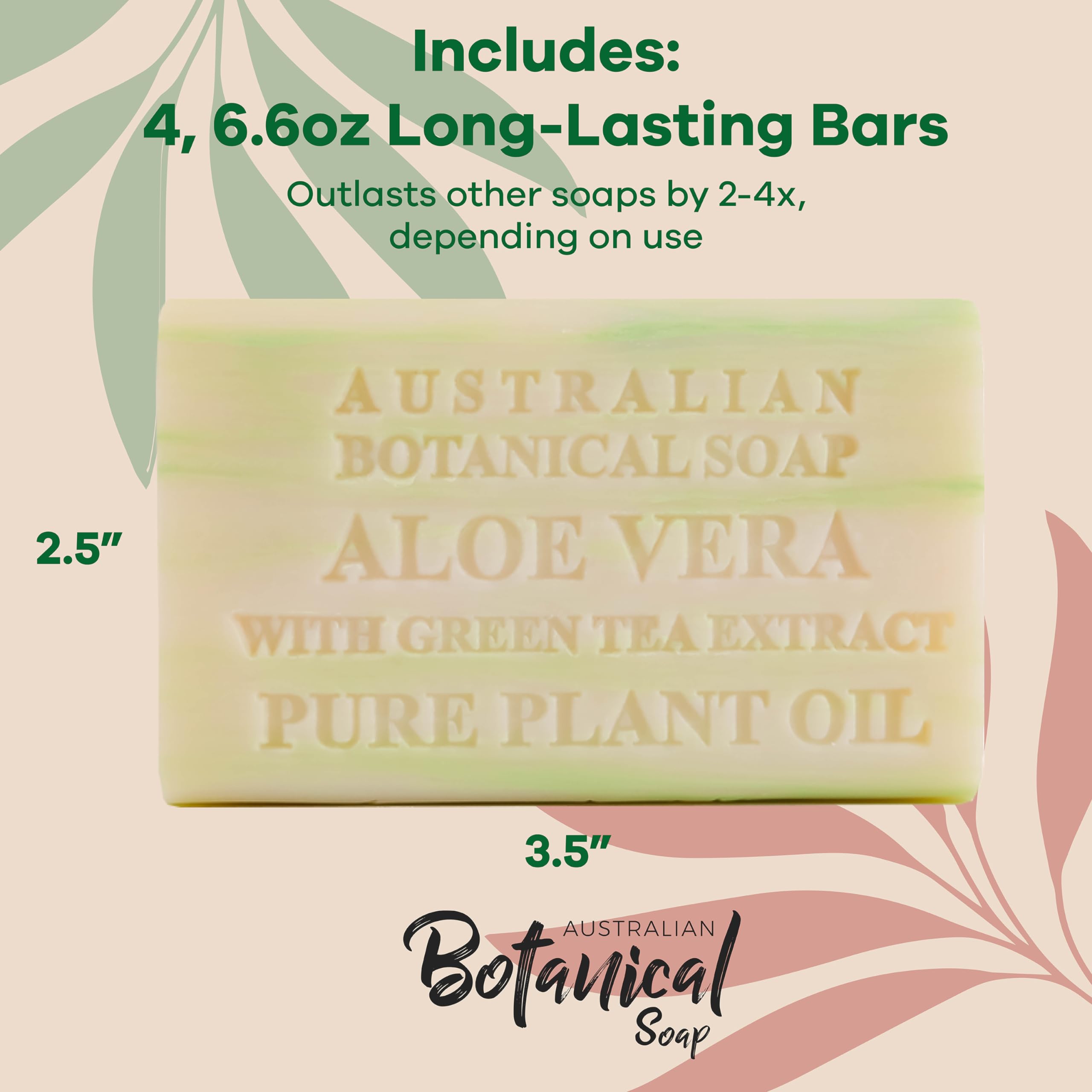Australian Botanical Soap Aloe Vera Green Tea Packaging – eco-friendly palm oil and shea butter.