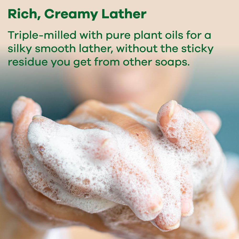 Australian Botanical Soap close-up texture; rich, creamy goat milk soap.