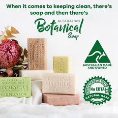 Australian Botanical Soap close-up texture, triple milled smooth bar.