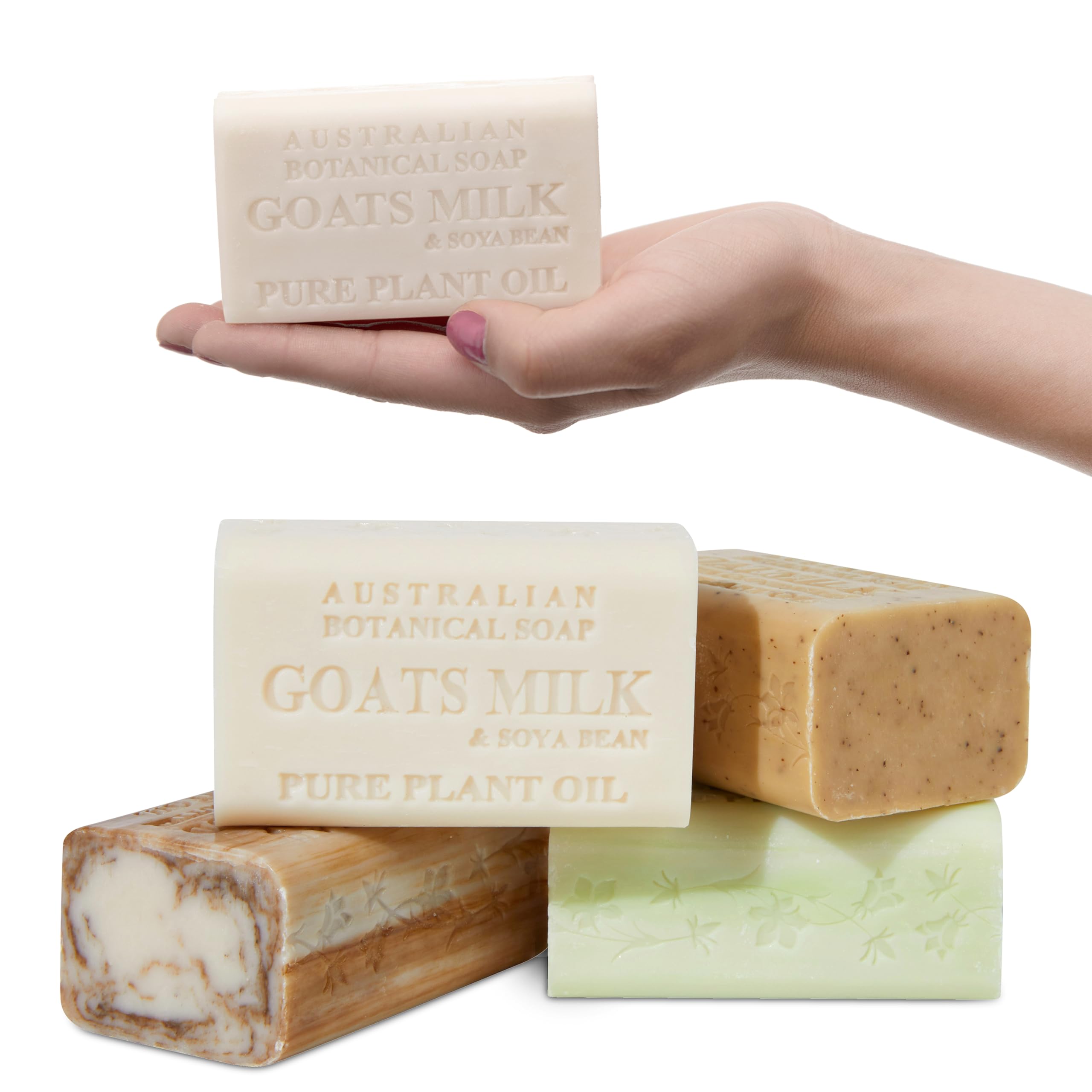 Australian Botanical Soap Goats Milk bar displaying creamy lather for daily cleansing