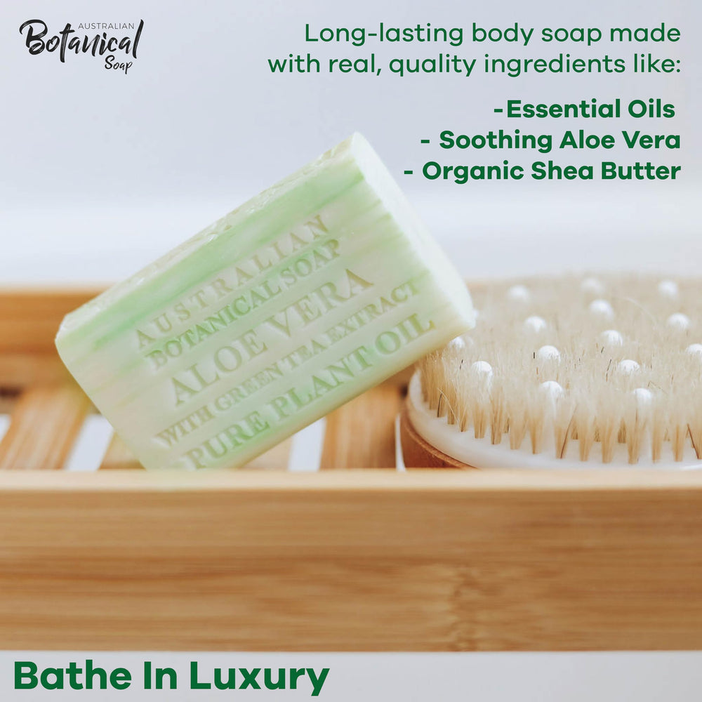 Australian Botanical Soap Green Tea extract bar highlighting antioxidant-rich formula.