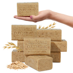Australian Botanical Soap oat milk cloudberry bar closeup for gentle cleansing and natural nourishment.