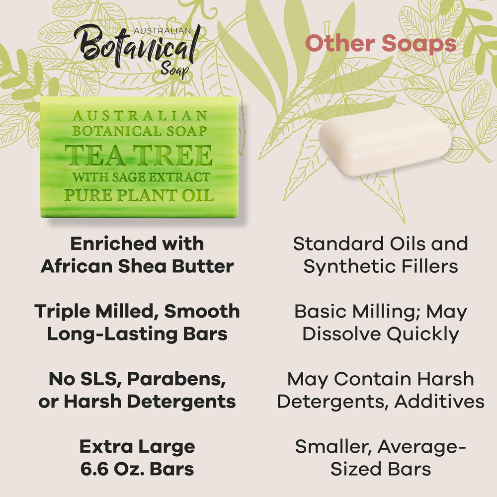 Herbal fragrance of tea tree and sage in Australian Botanical Soap