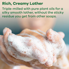 Australian Botanical Soap triple milled bar showing long-lasting creamy lather.