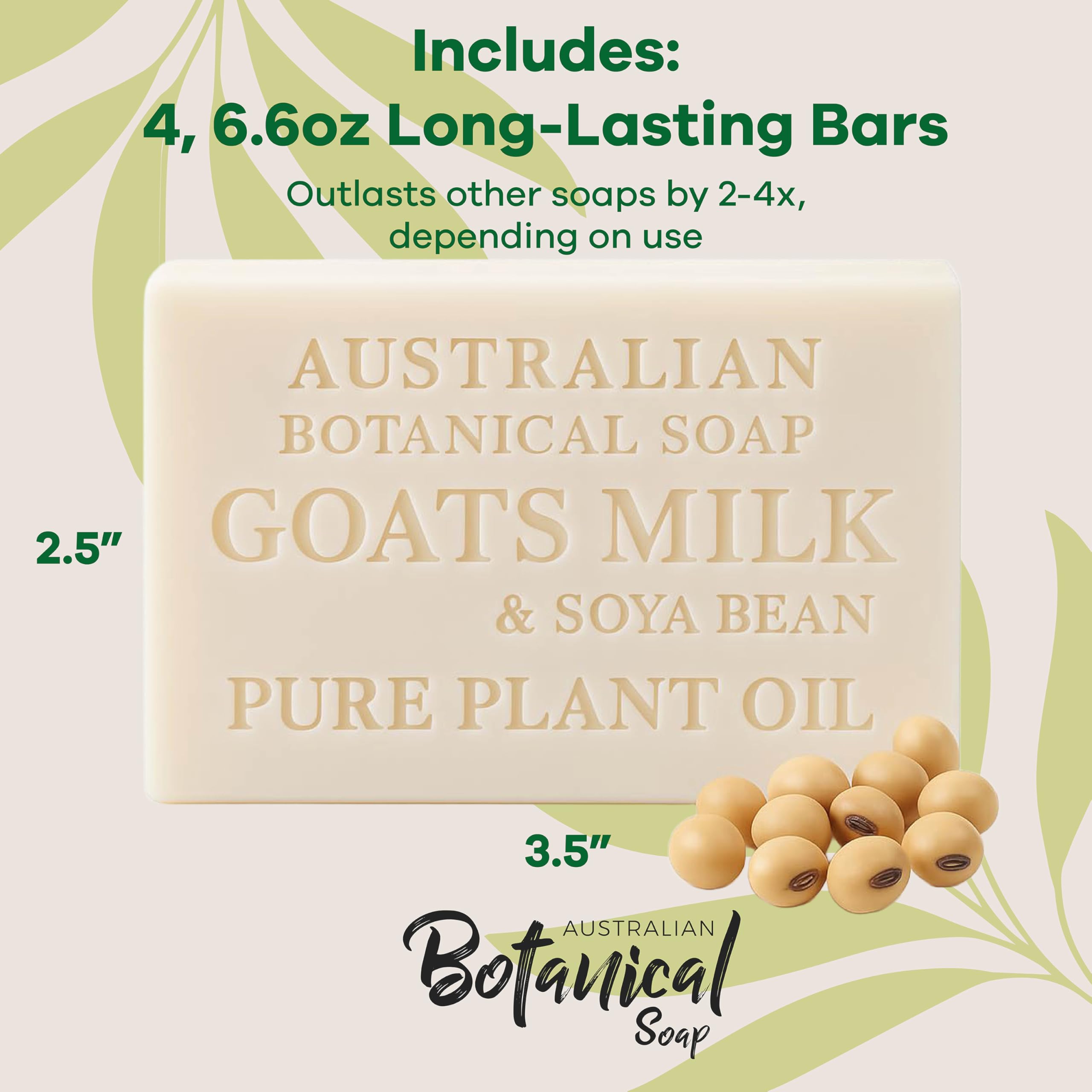 Australian Botanical Soap triple milled process; dense, long-lasting cleansing bar.