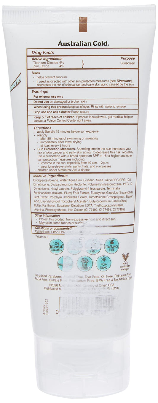 Swatches of Australian Gold Botanical SPF 50 tinted face lotion blending into fair to light skin.