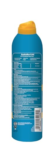 Australian Gold Extreme spray application showing quick-dry, sweat-resistant coverage.