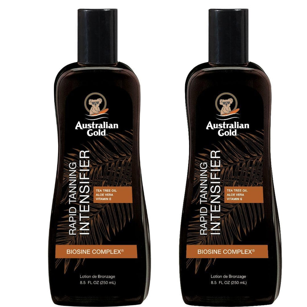 Australian Gold Rapid Tanning Intensifier bottle front showing fast color development