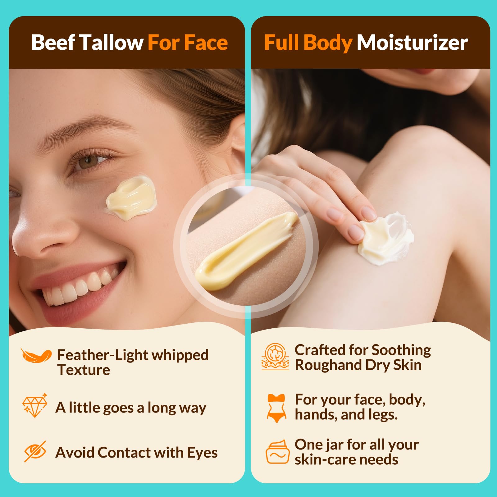 Auteli grass-fed tallow and honey listed among key ingredients.