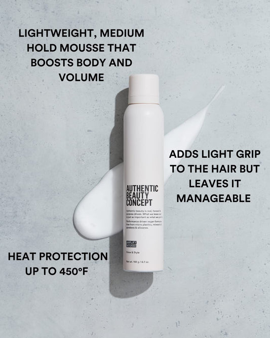 Amplify Mousse pump action ready to dispense lightweight hold for easy use