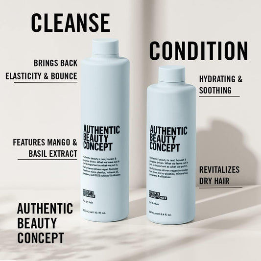 Authentic Beauty Concept Hydrate Conditioner texture highlighting smooth, manageable hair