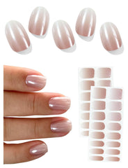 AutyaMee semi cured gel nail strips chrome ombre beige packaging for home salon-ready nails