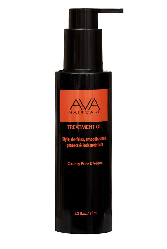 Ava Haircare Protective Oil Treatment bottle for nourishing shine and frizz control.