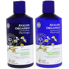Avalon Organics anti-dandruff shampoo bottle with botanical formula for flakes