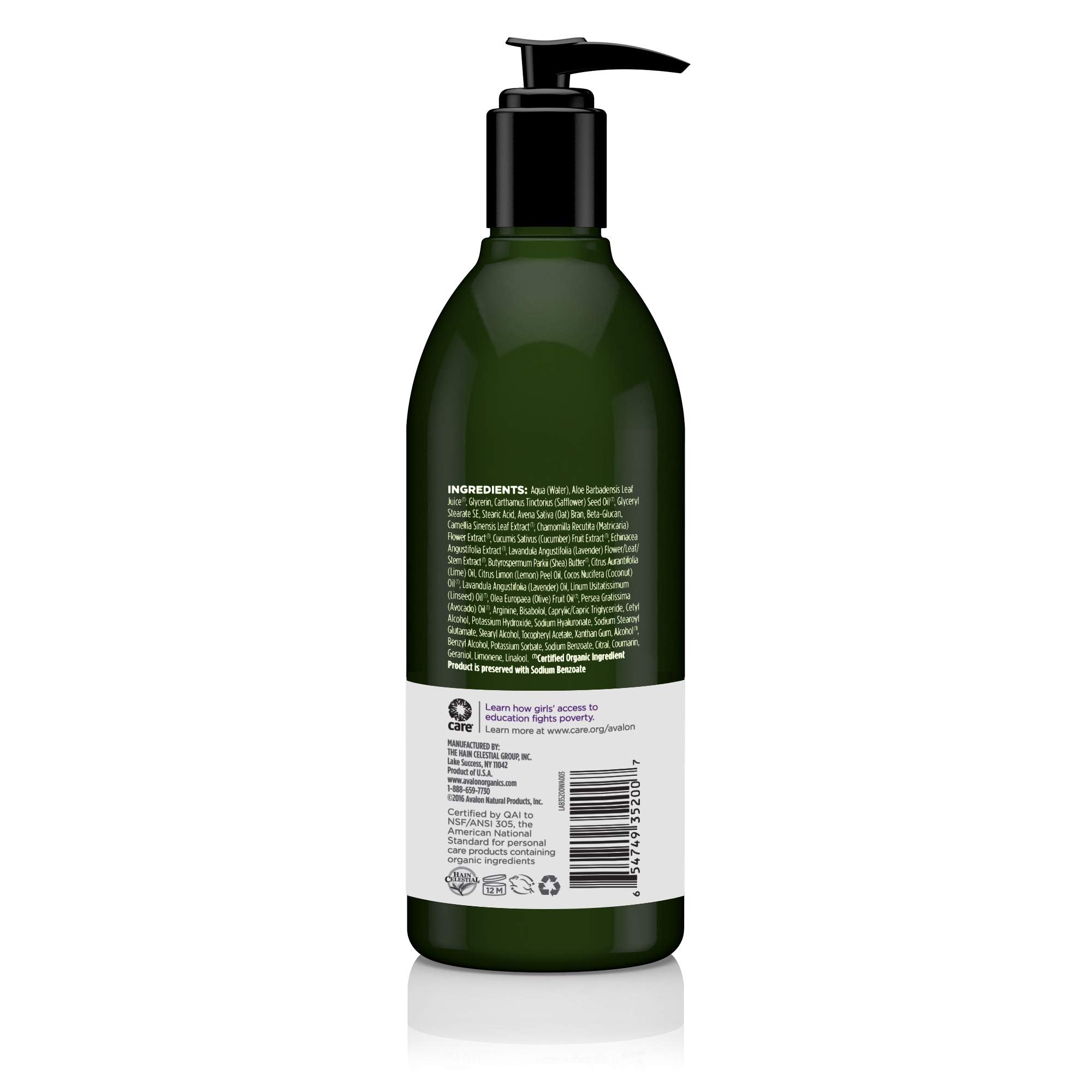 Avalon Organics Nourishing Lavender Lotion bottle on counter for daily hand and body care