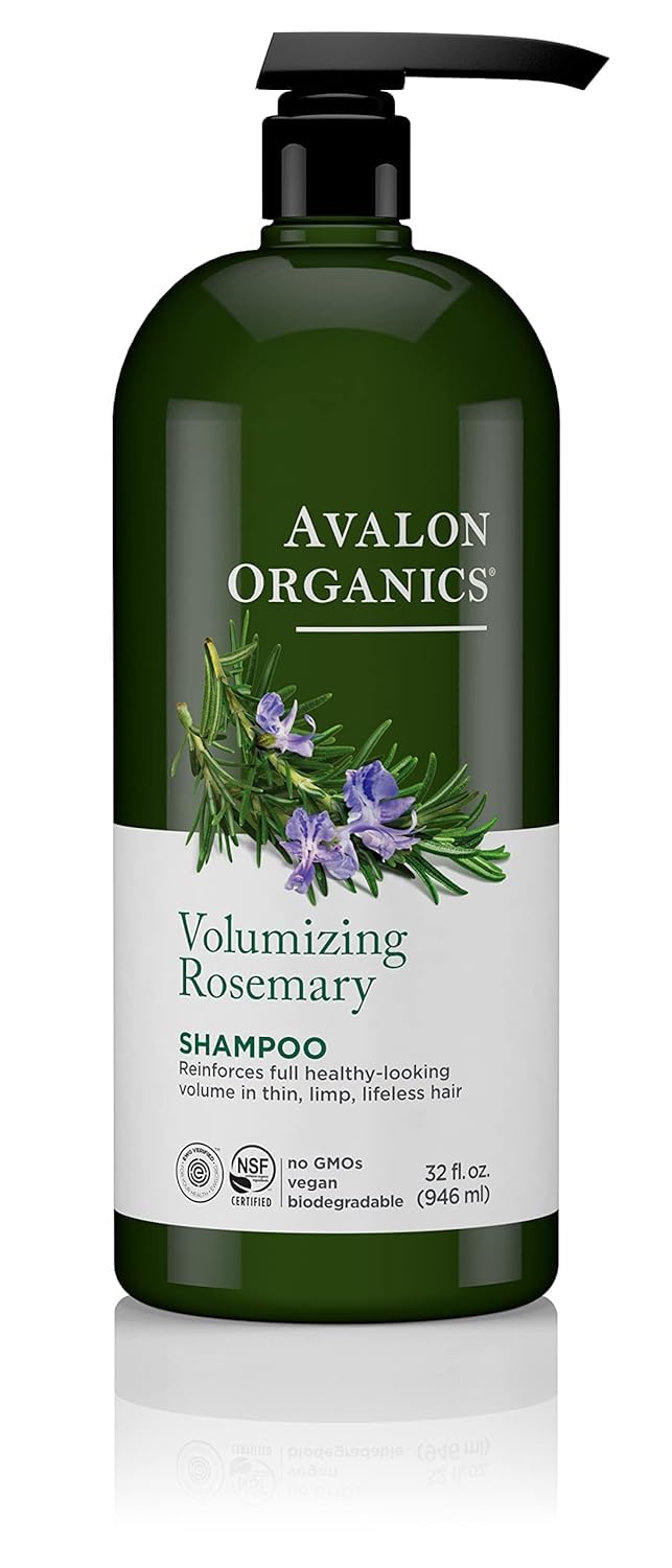 Avalon Organics Rosemary Shampoo bottle with rosemary scent for a refreshing cleanse