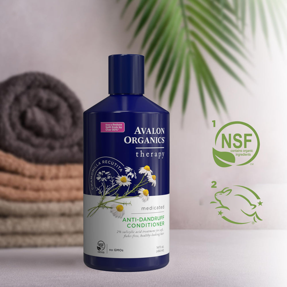 Cruelty-free, plant-derived formula supports ethical scalp care with Avalon Organics conditioner.