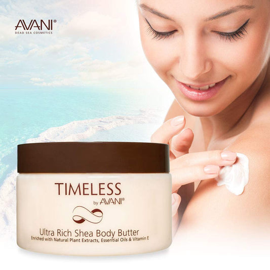 Avani Timeless Shea Butter texture close-up highlighting rich formula for dry skin