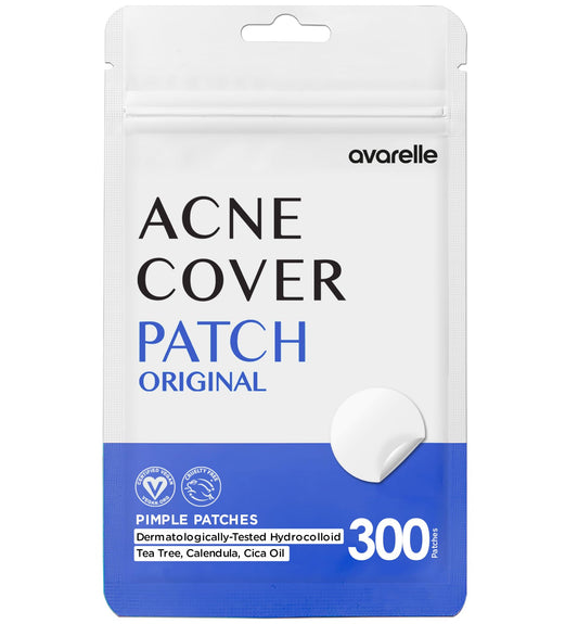AVARELLE pimple patch with tea tree on blemish for discreet, protective coverage.