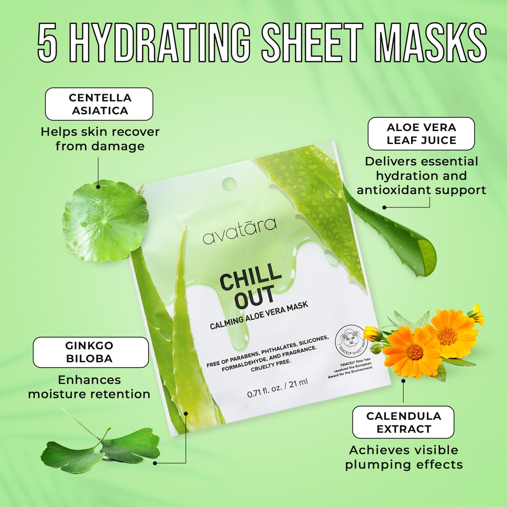 Avatara Chill Out hyaluronic acid illustration promises deep moisture.