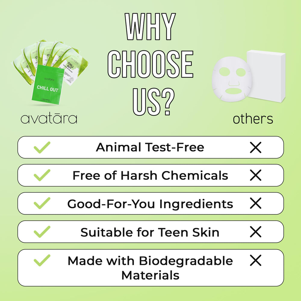 Avatara Chill Out refreshing serum droplets on skin.