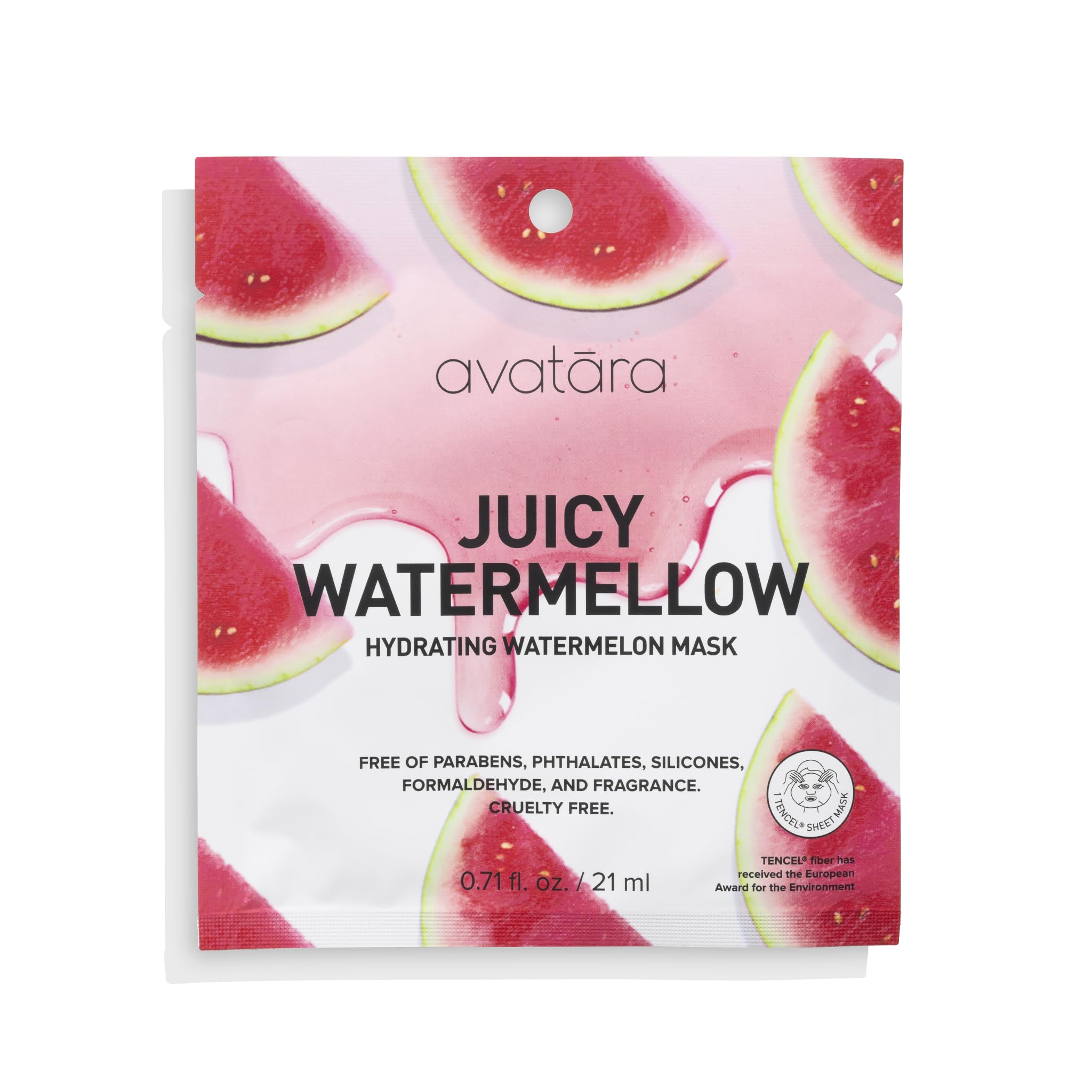 Close-up of Avatara Juicy Watermellow sheet mask for hydration