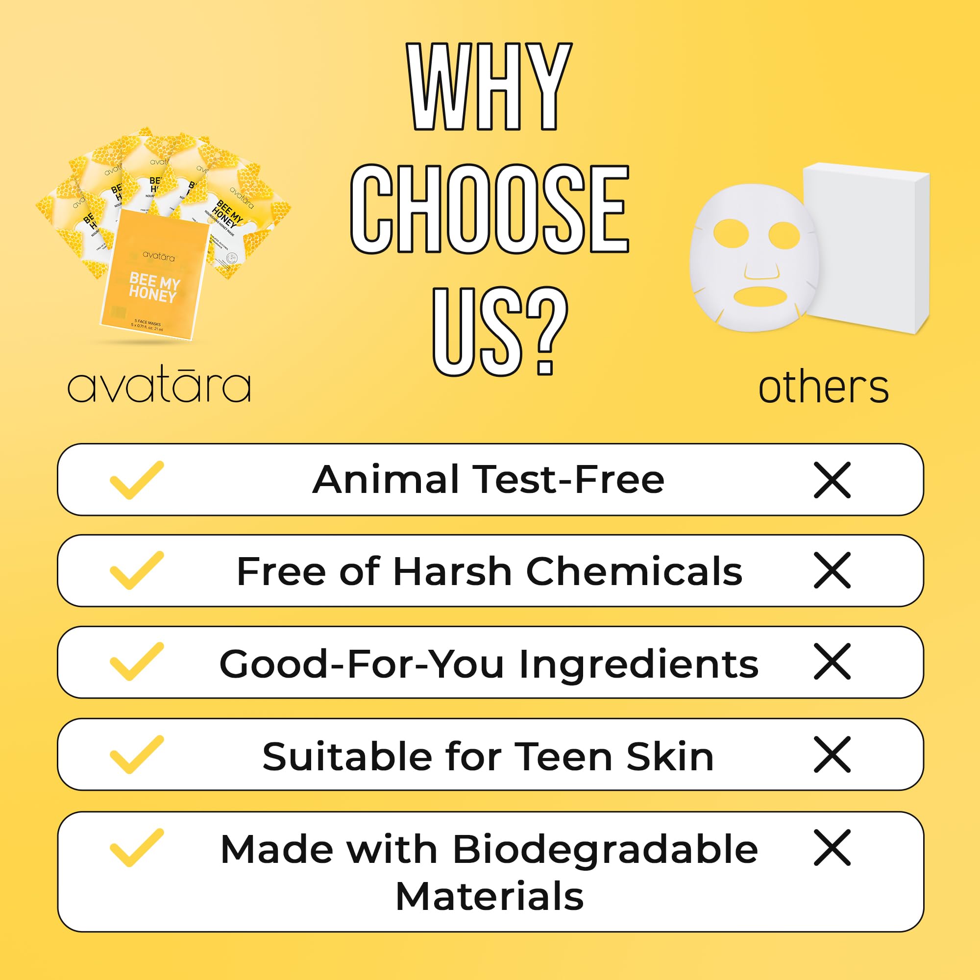 Avatara Bee My Honey mask sheet — soft Tencel fiber for a gentle, soothing touch.