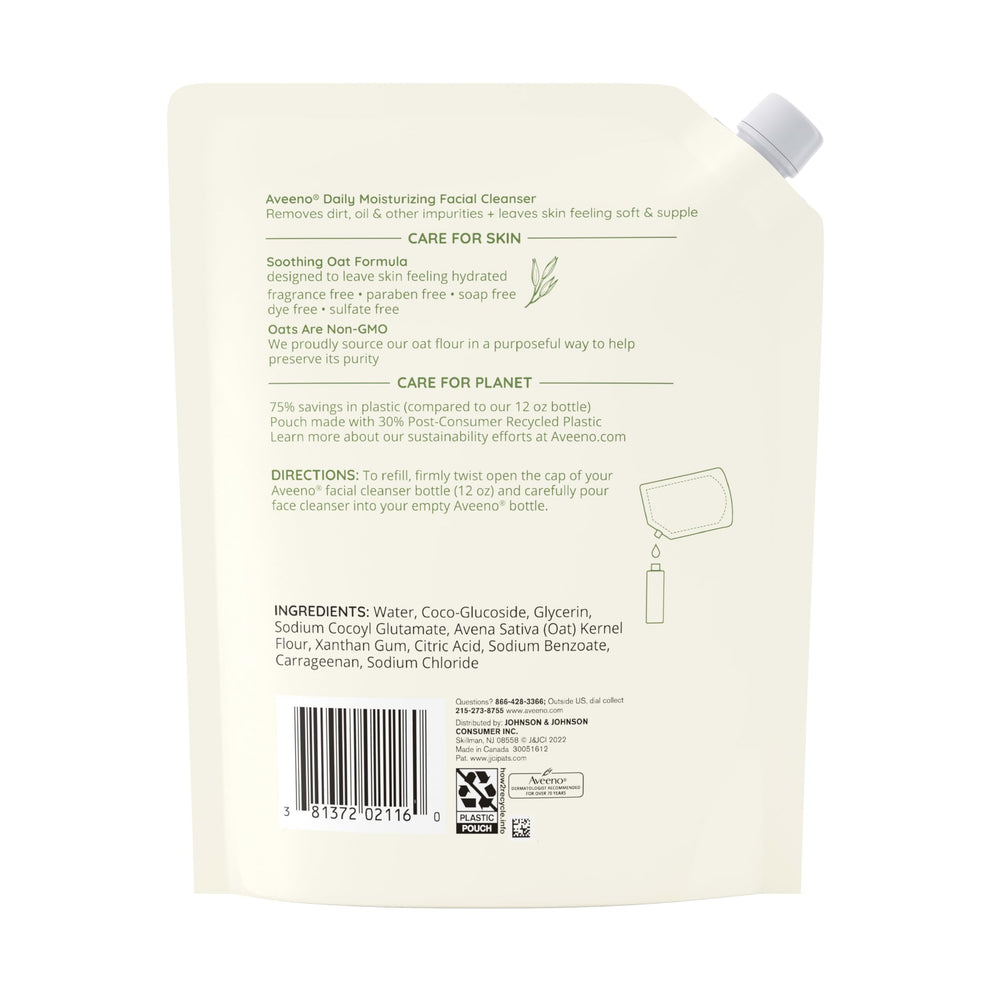 Refill pouch uses 30% post-consumer recycled plastic for eco-conscious use.