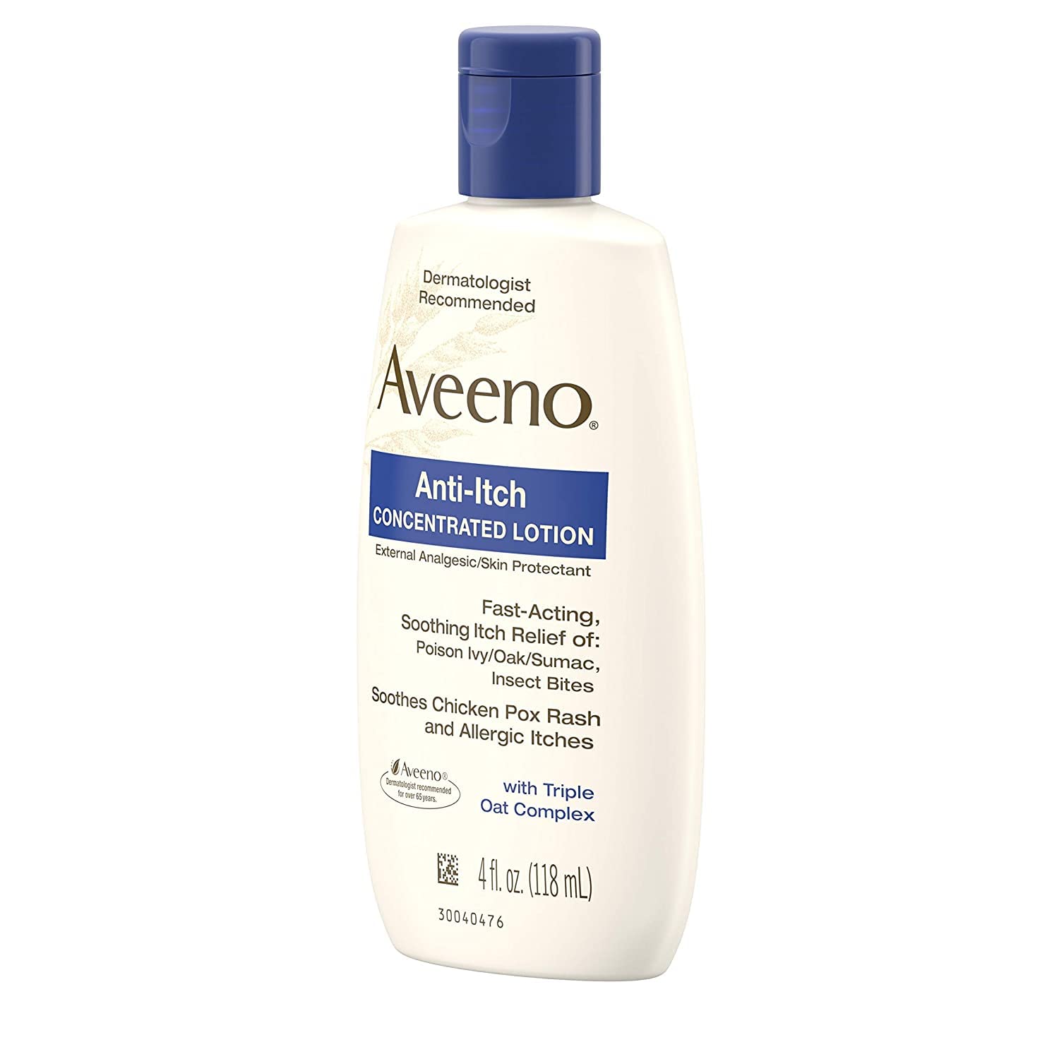 Lotion bottle on a bathroom shelf with other skincare products.