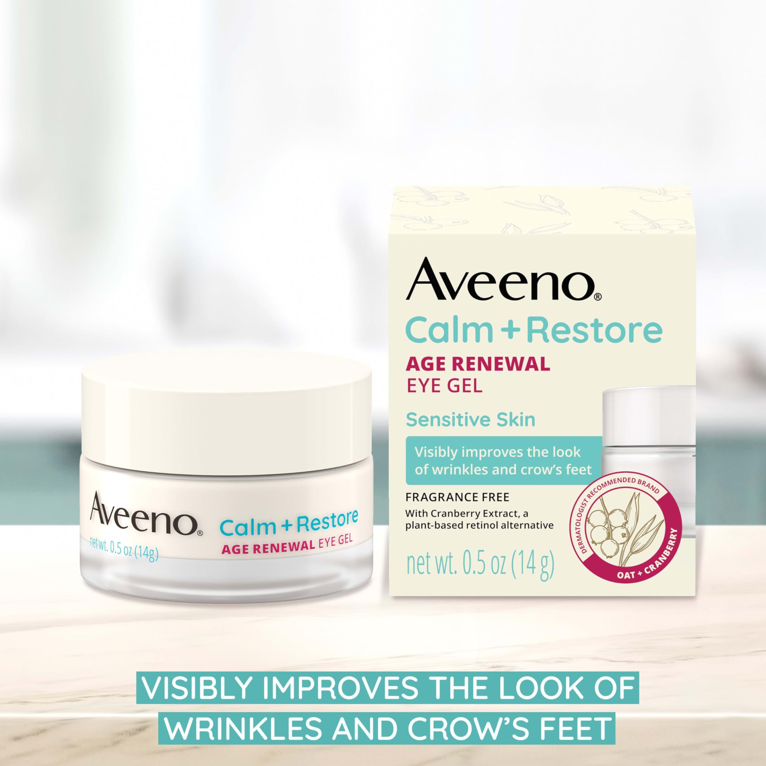 Aveeno eye gel with cranberry extract highlights antioxidant-rich plant ingredients for aging skin