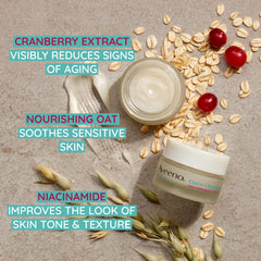 Aveeno hypoallergenic eye gel applied under the eye shows gentle approach for sensitive skin