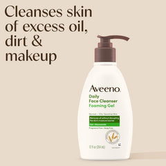Aveeno foaming gel foam closeup highlights rich lather without drying.