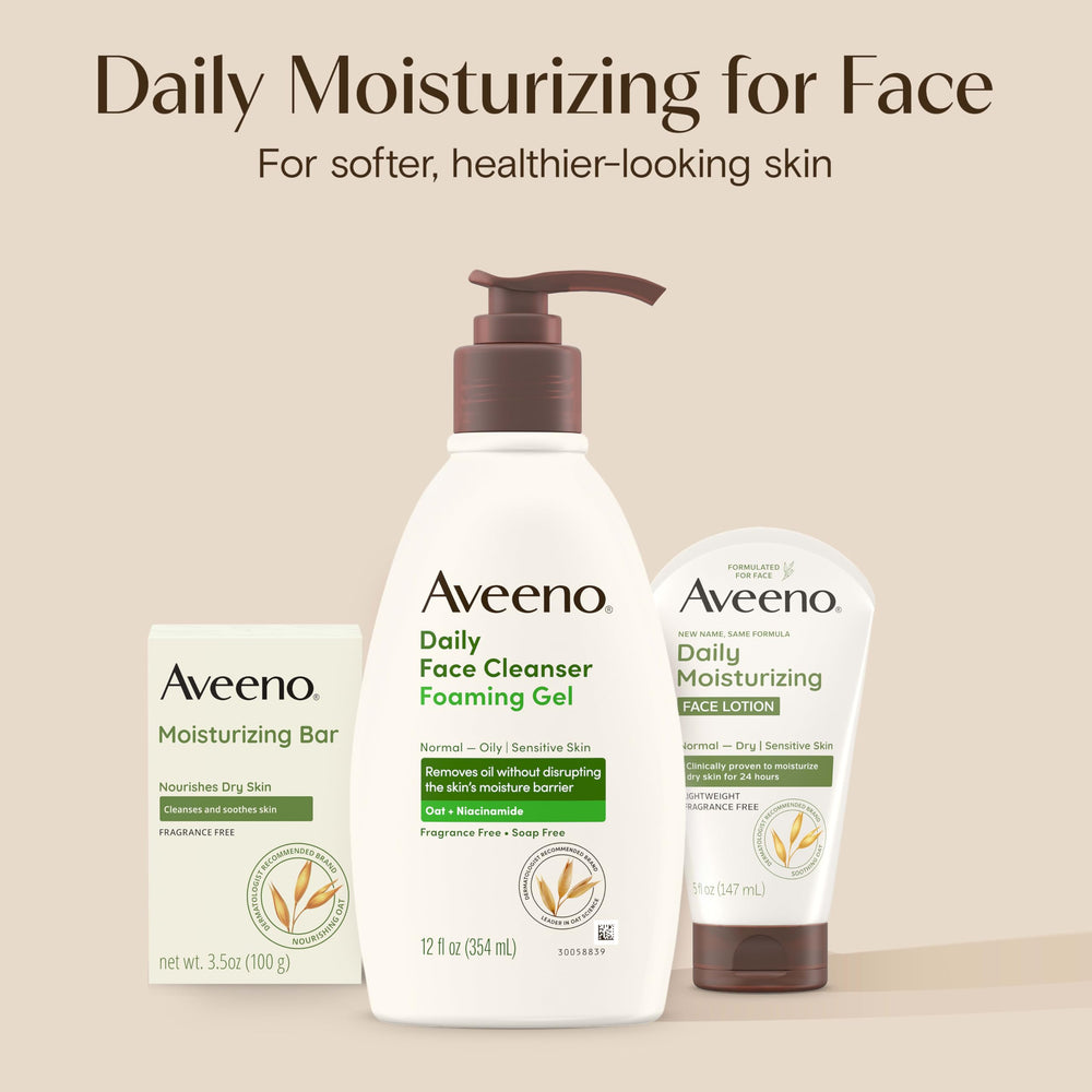 Aveeno fragrance-free label shot reinforces fragrance-free daily use.