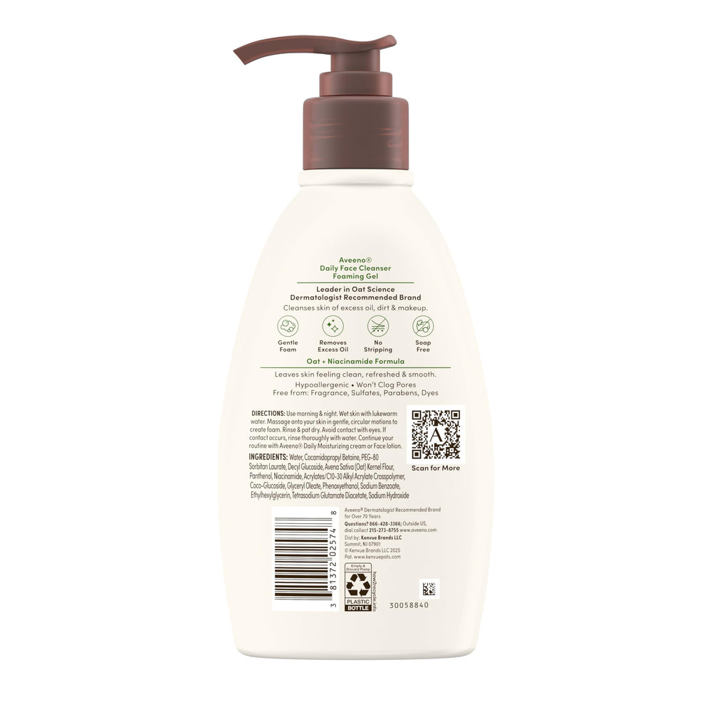 Aveeno bottle with skin sample context shows easy daily routine.