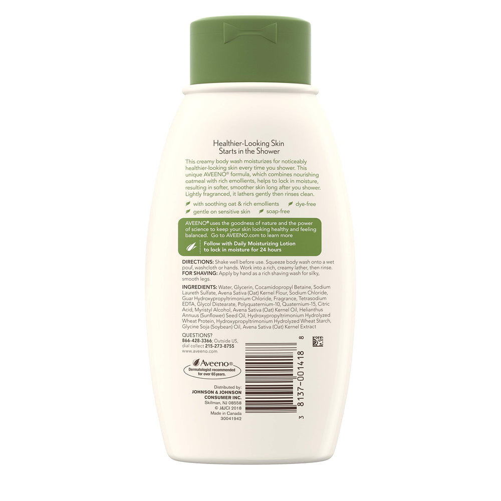 Aveeno Daily Moisturizing Body Wash pour visible for easy dispensing.