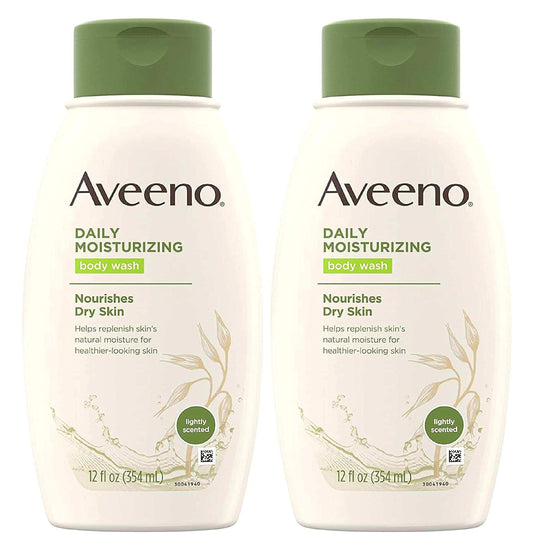 Aveeno Daily Moisturizing bottle, gentle cleanse for sensitive skin and lasting hydration.