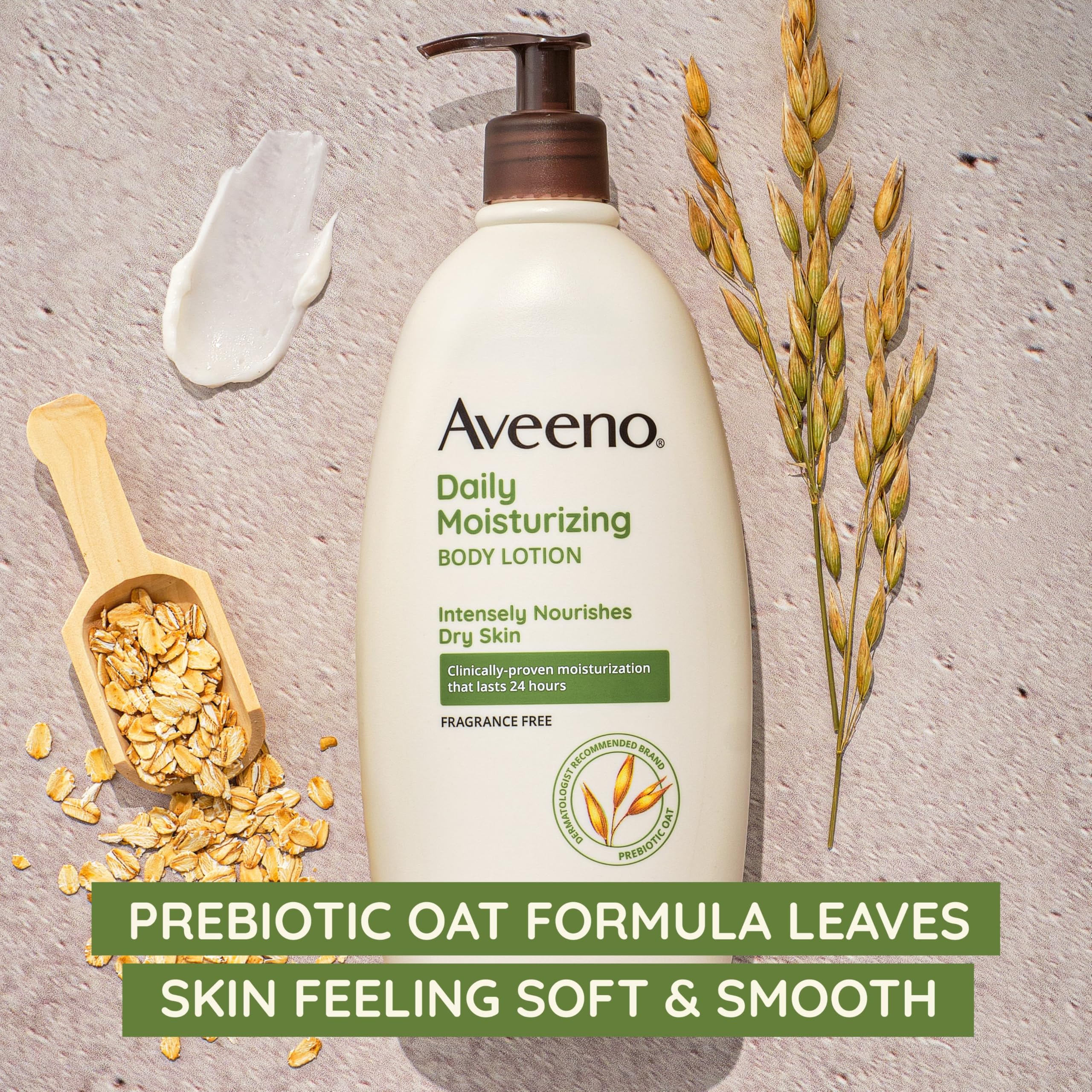Aveeno three-pack travel shot emphasizes compact on-the-go moisture