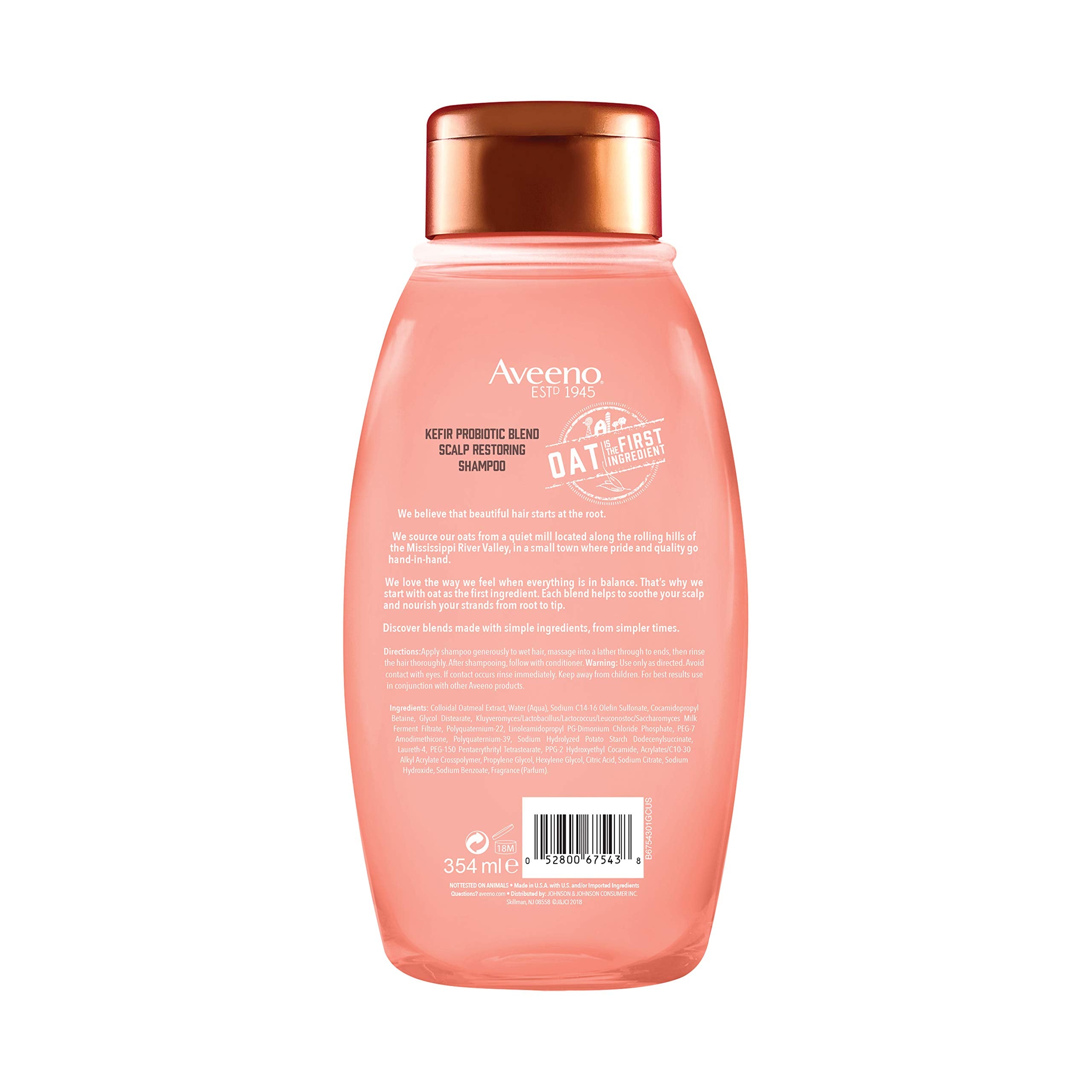 Aveeno Kefir Probiotic Blend Shampoo lather on hair promoting root-to-tip nourishment.