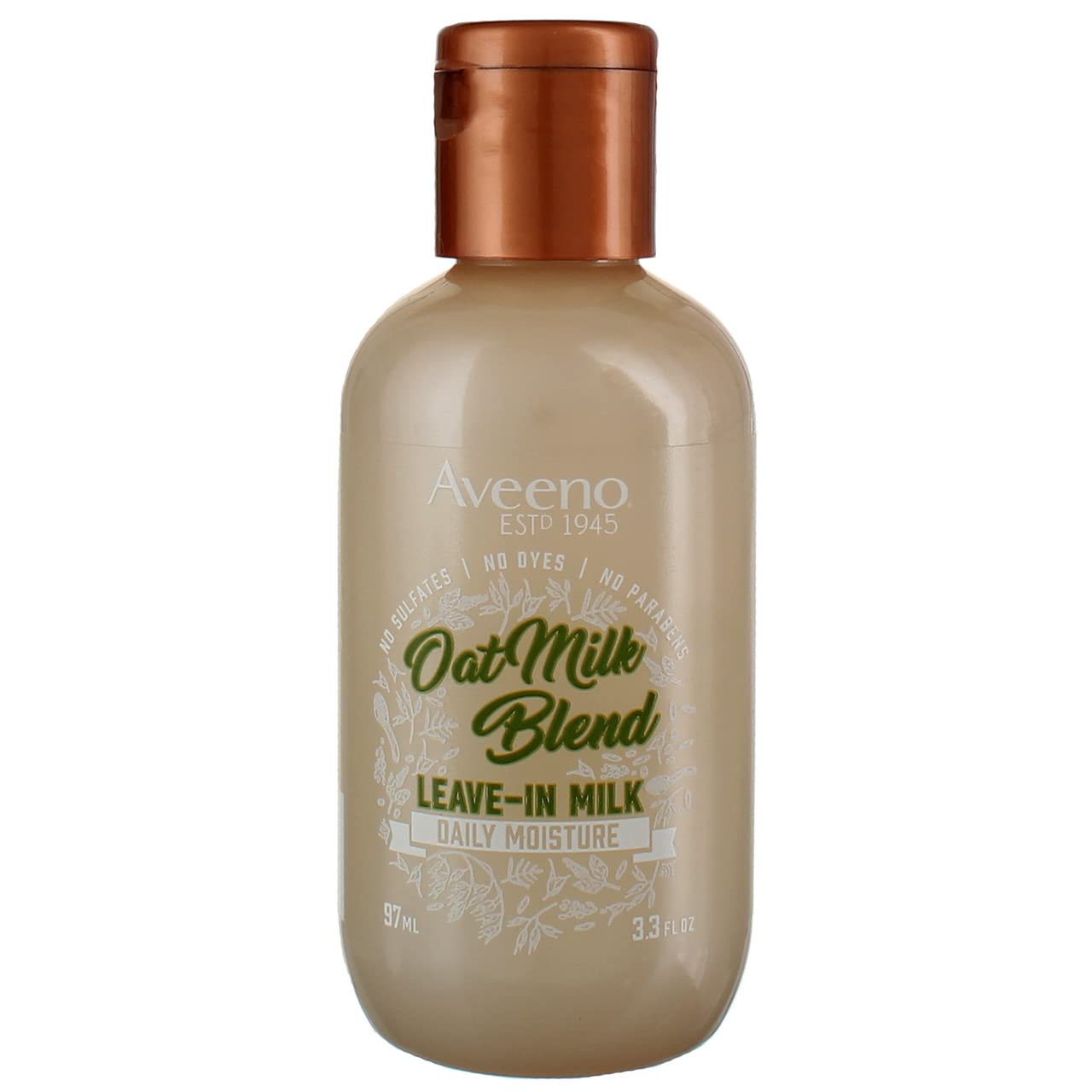 Aveeno Oat Milk Leave-In dispenser demonstrates quick distribution and frizz control potential.