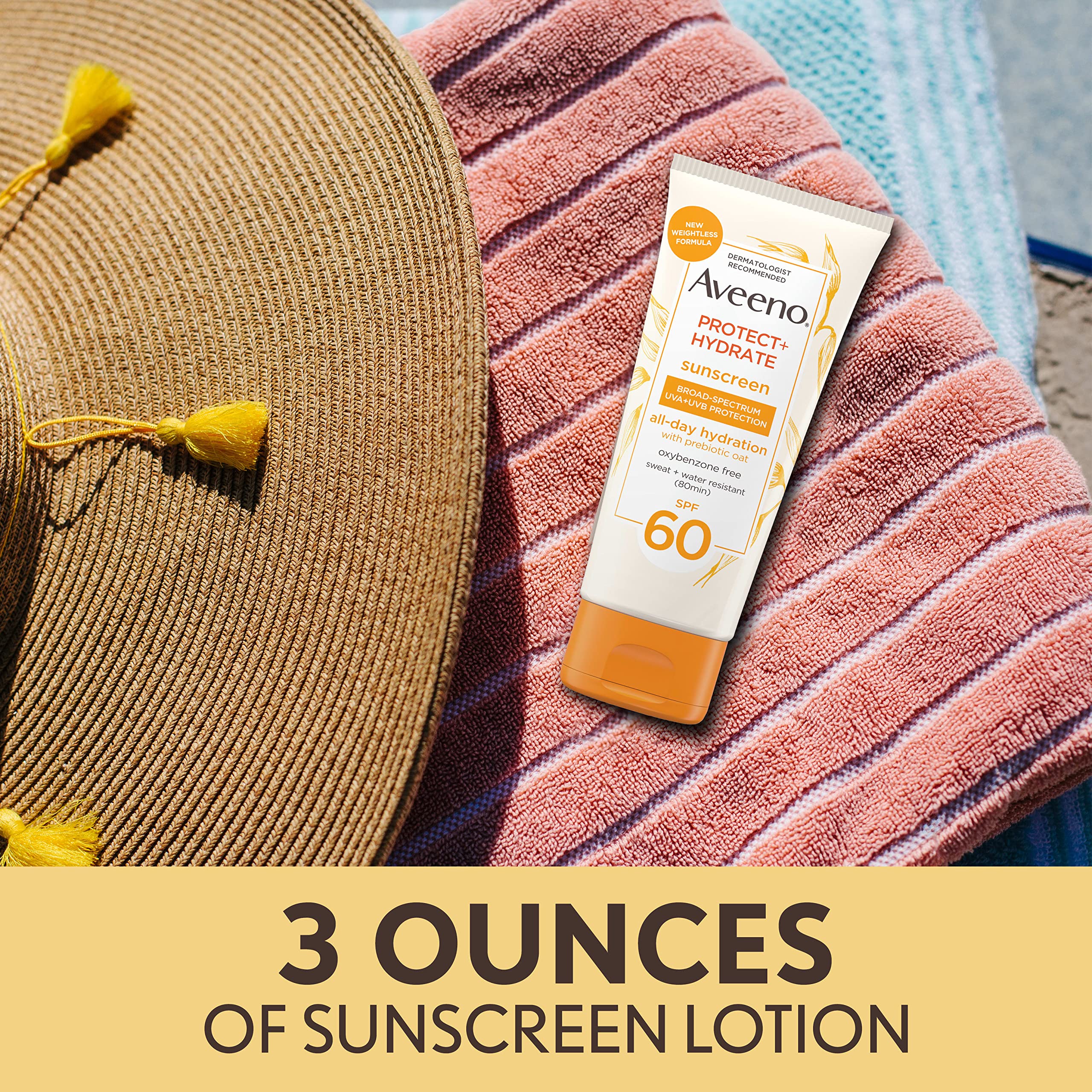 Applying Aveeno Protect + Hydrate SPF 60 on arm outdoors