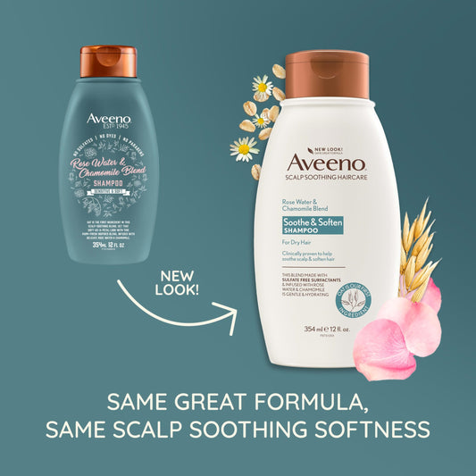 Aveeno label close-up highlighting oat-based soothing care.