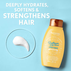 Dispensing pump ready for quick application of Aveeno conditioner.