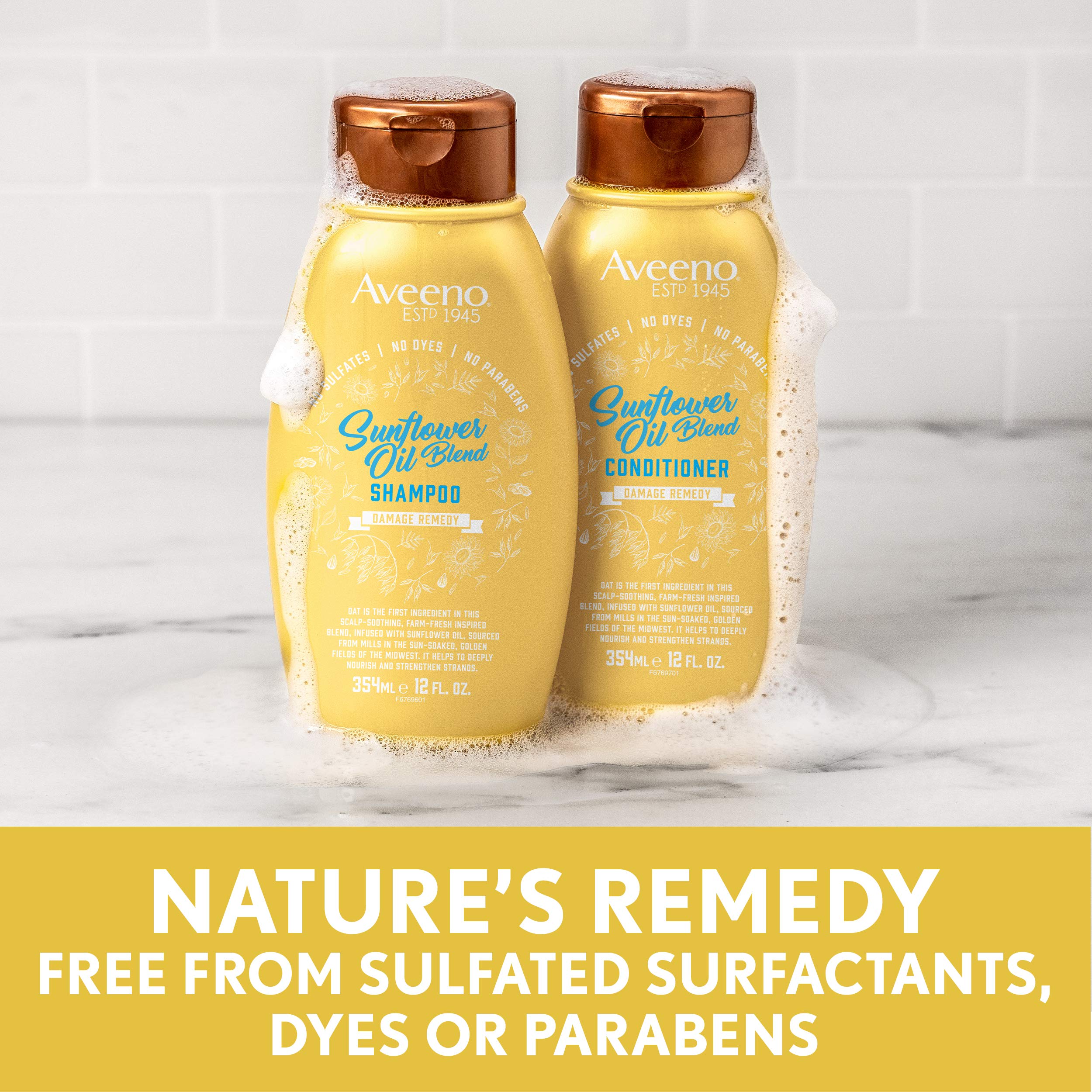 Shower routine includes Aveeno conditioner after shampoo for hydration.