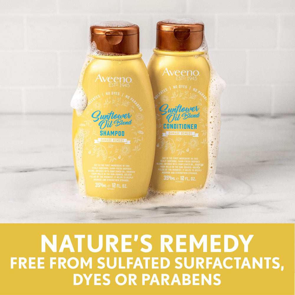 Shower routine includes Aveeno conditioner after shampoo for hydration.