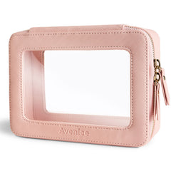 Aveniee clear makeup bag pink with transparent panels for quick TSA checks.