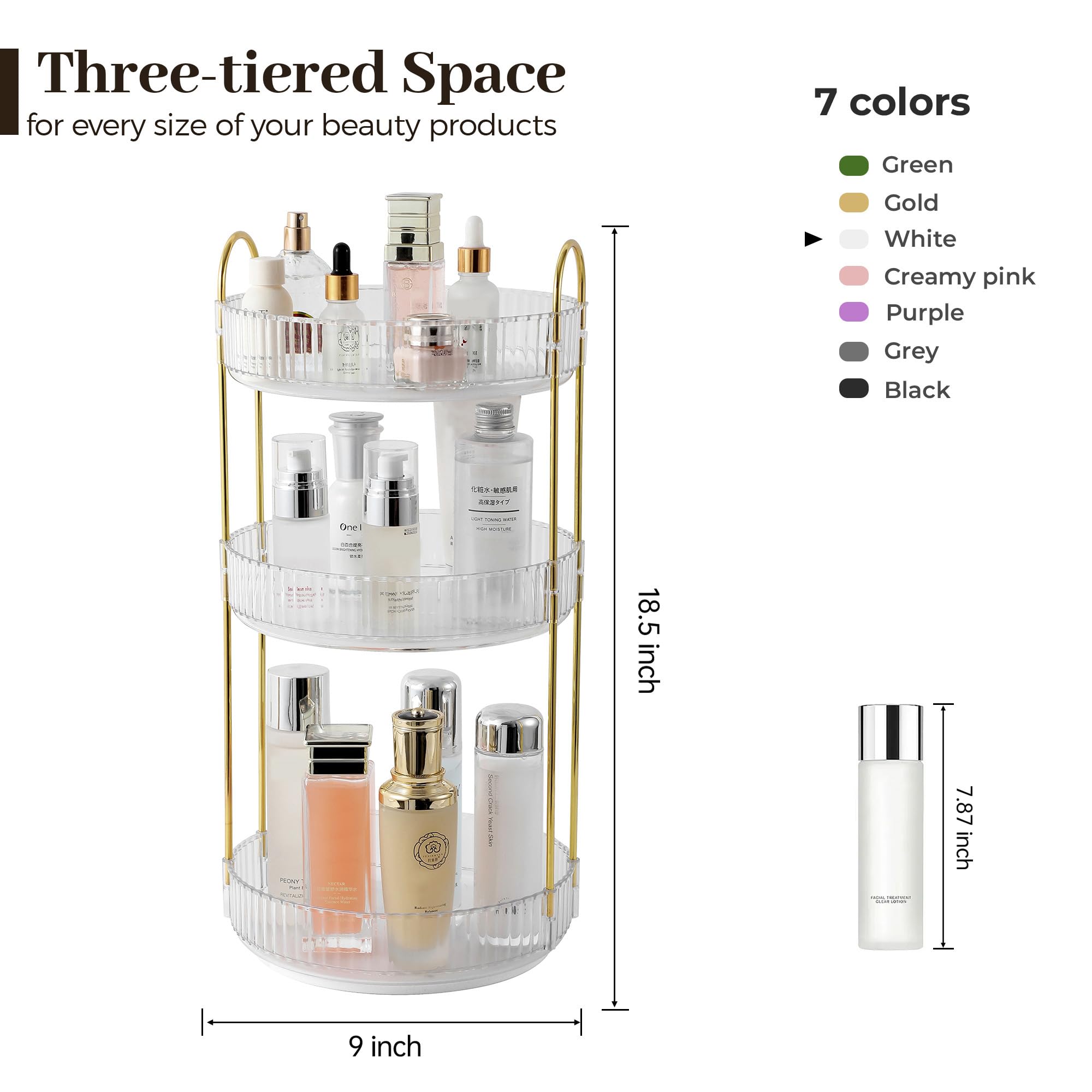 Aveniee dresser perfume holder organizes bottles neatly on the vanity.
