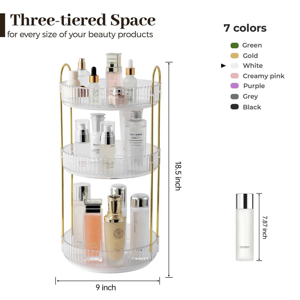 Aveniee dresser perfume holder organizes bottles neatly on the vanity.
