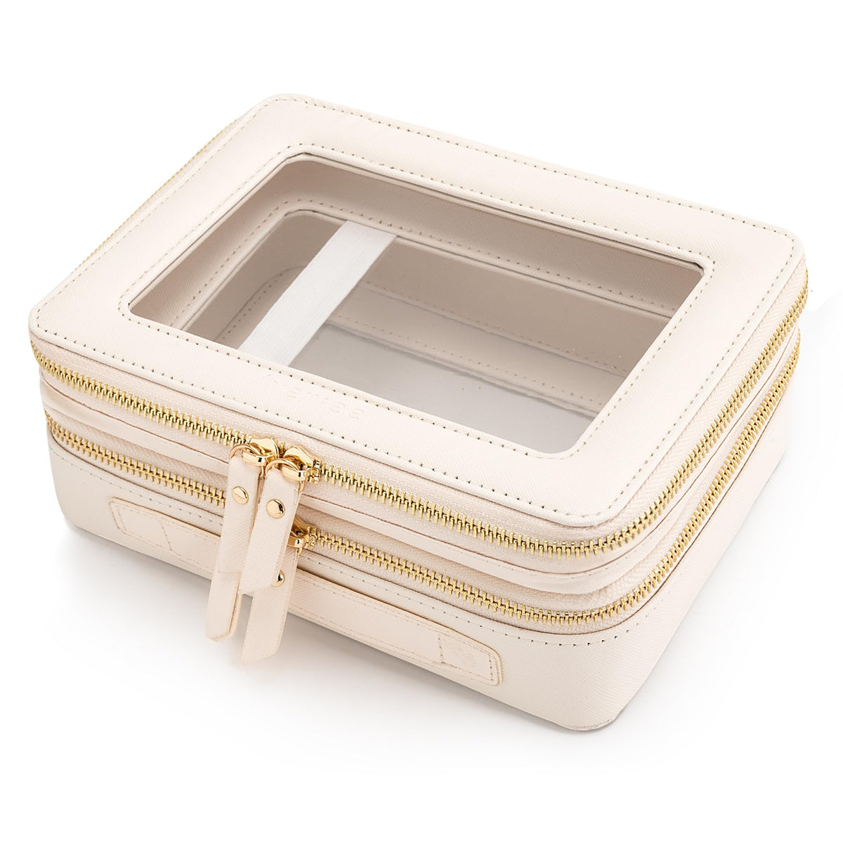 Aveniee large clear makeup bag with double-sided design for quick access.