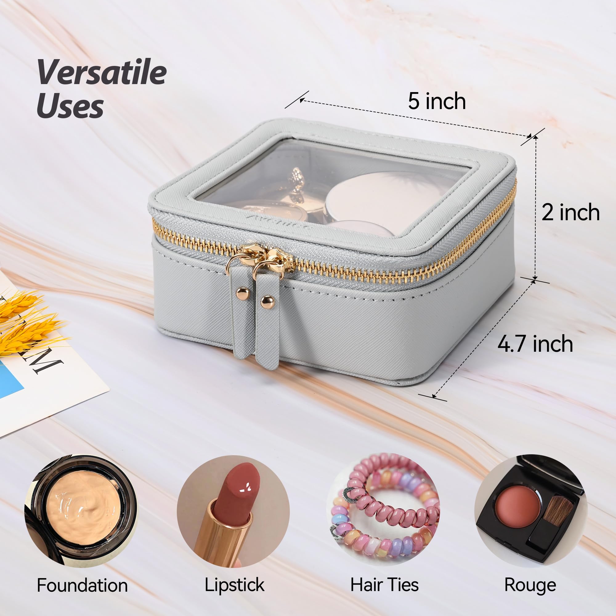 Aveniee Saffiano Leather Mini Cosmetic Case blends durability with sleek style